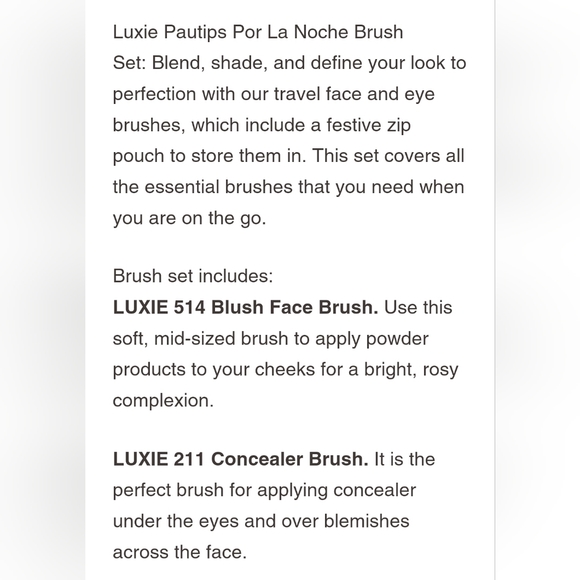 5/75$ LUXIE BEAUTY Por La Noche Brush Set - Picture 15 of 16